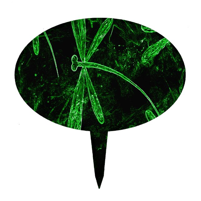 Dragonflies Neon Green Cake Topper (Front)