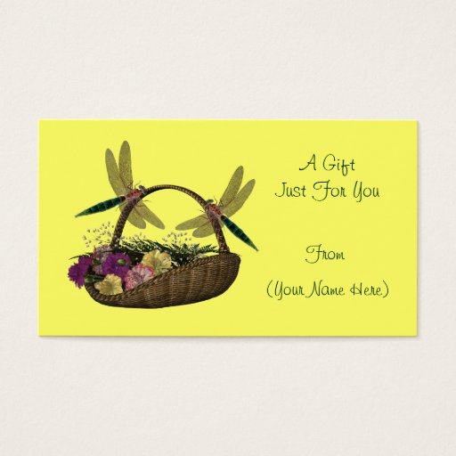 Customizable Dragonflies On Basket Personalized Gift Card Tag Business Card