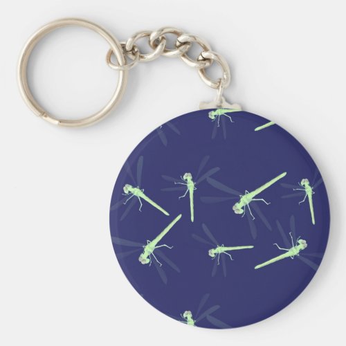 Dragonflies on blue keychain