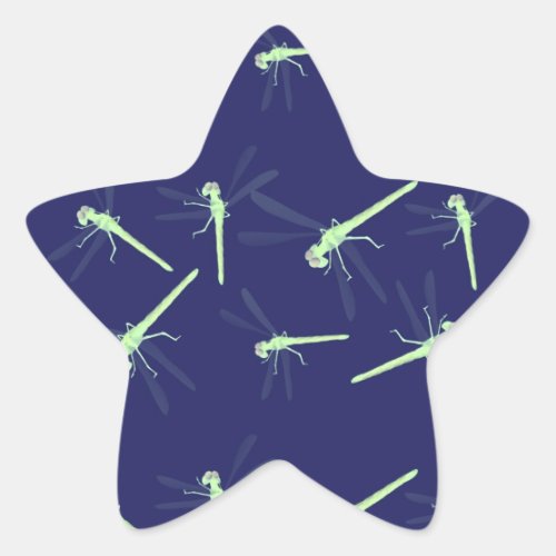 Dragonflies on blue star sticker