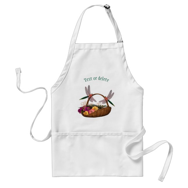 Dragonflies On Flower Basket Personalized Adult Apron (Front)