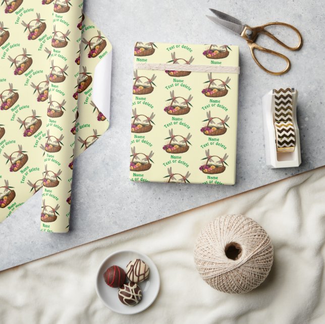 Dragonflies On Flower Basket Personalized Wrapping Paper (Crafts)