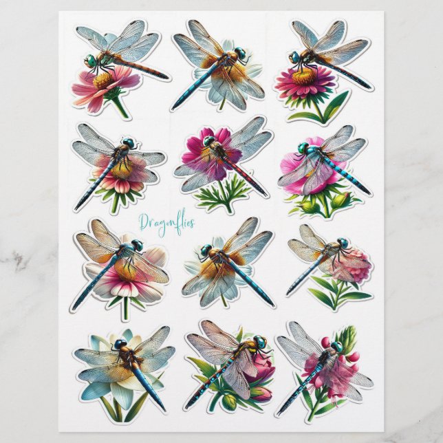Dragonflies on Flowers Embellishments (Front)