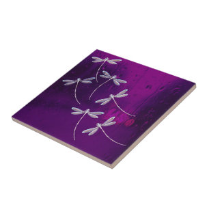 Dragonflies on water ceramic tile