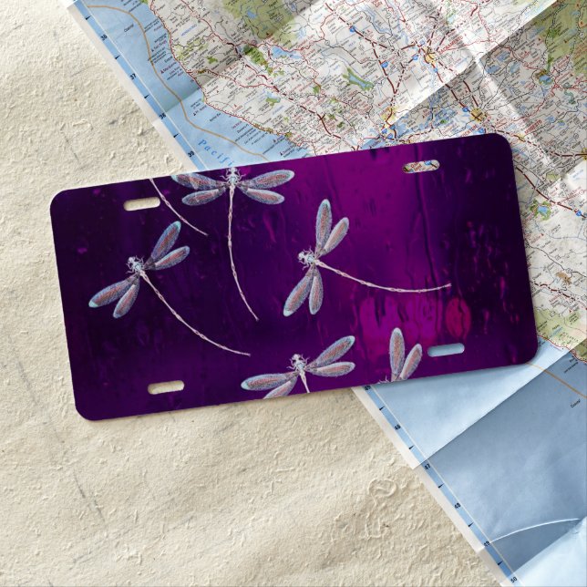 Dragonflies on water license plate (In Situ)