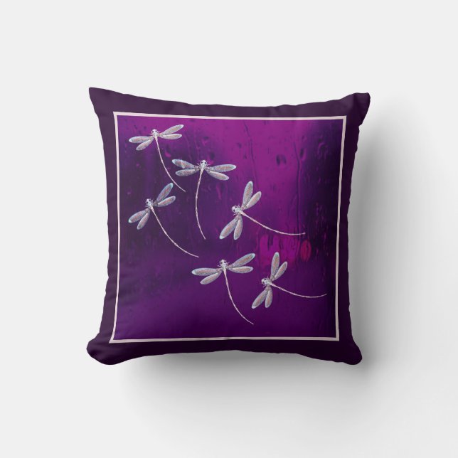 Dragonflies on water throw pillow (Front)