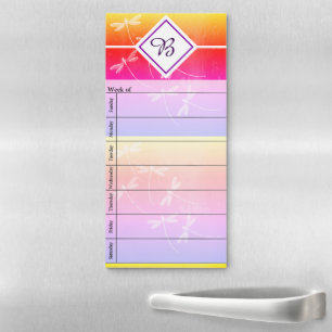 Dragonflies on water week planner magnetic notepad