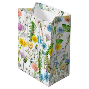 Dragonflies on Wildflowers Medium Gift Bag