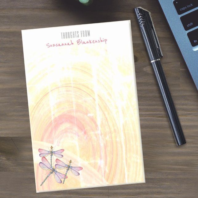 Dragonflies Over Pastel Color Abstract Custom Post-it Notes (4" x 6" custom dragon fly design)