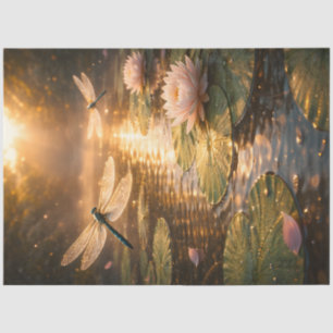 Dragonflies Over Water Lilies Golden Pond Spring Tissue Paper