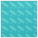 Dragonflies, pale aqua on turquoise fabric
