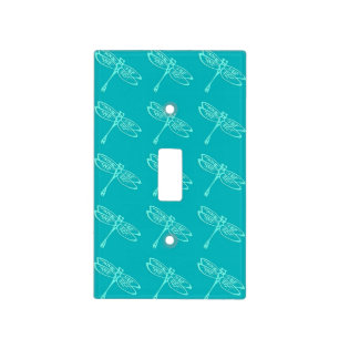 Dragonflies, pale aqua on turquoise light switch cover