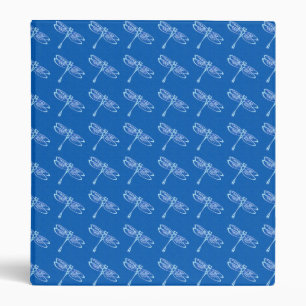 Dragonflies, pale blue on denim blue 3 ring binder