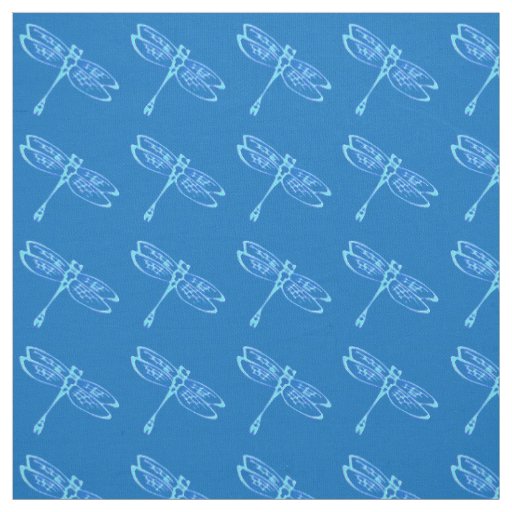 Dragonflies, pale blue on denim blue fabric