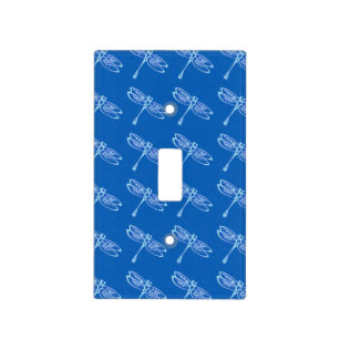 Dragonflies, pale blue on denim blue light switch cover