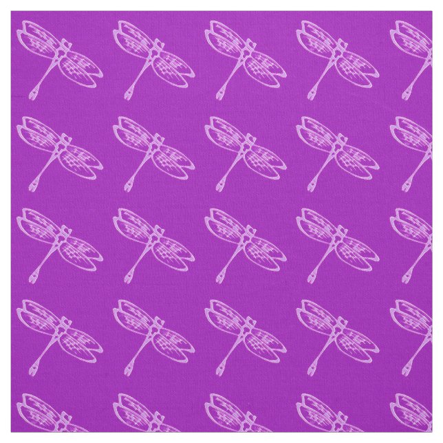 Dragonflies, pale orchid on deep purple fabric (Swatch)