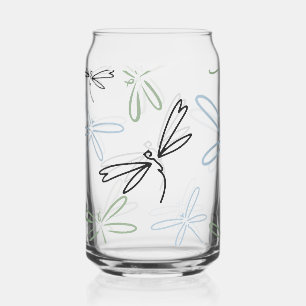 Dragonflies Pattern Drinkware Set Can Glass