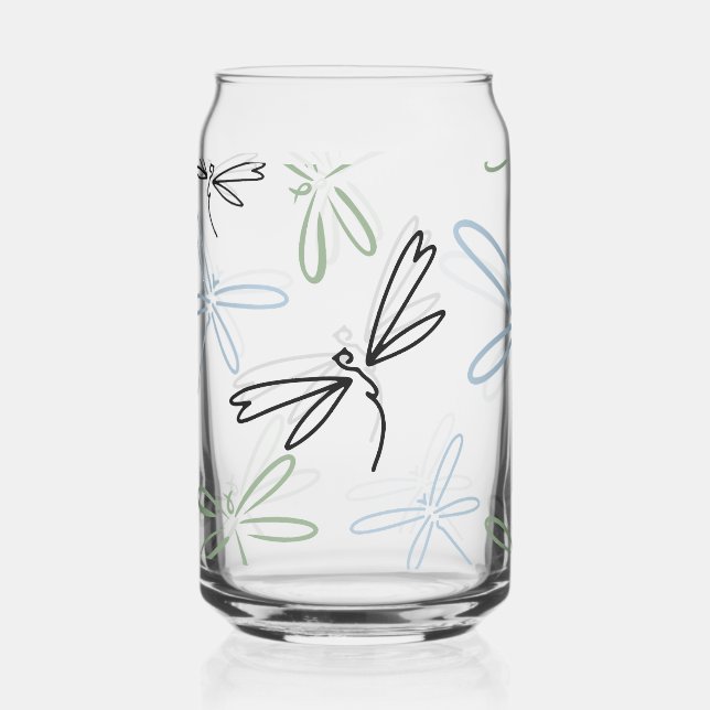 Dragonflies Pattern Drinkware Set Can Glass (Front)