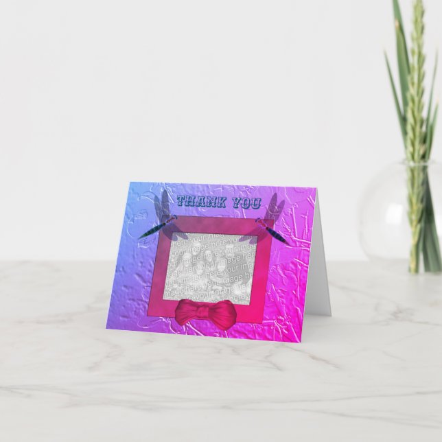 Dragonflies Personalized Photo Thank You Card (Front)