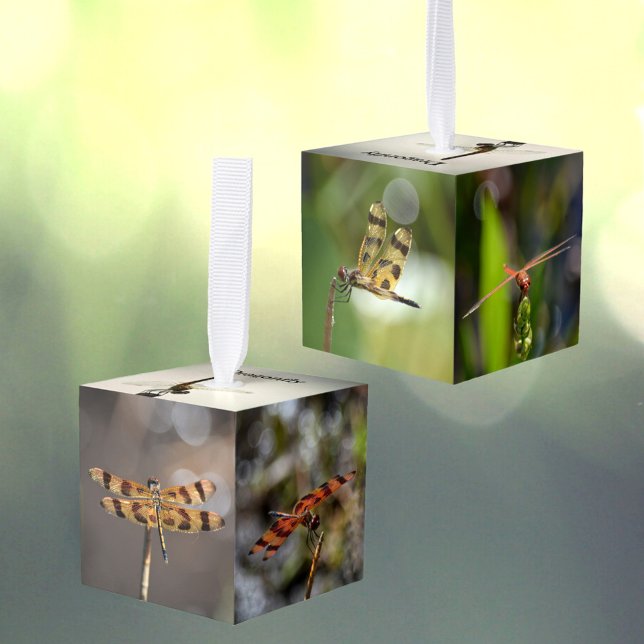 Dragonflies Photographic Nature Photography Cube Ornament (Creator Uploaded)