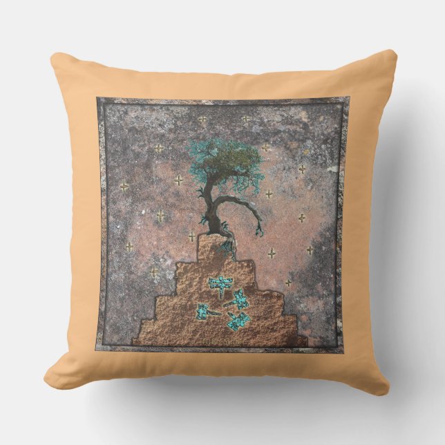 Dragonflies playing on the mountain. outdoor pillow (Front)