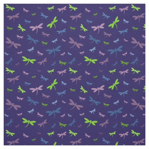 Dragonflies Print - Blue, Green, and Purple Fabric