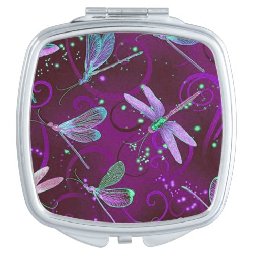Dragonflies Purple Compact Mirror