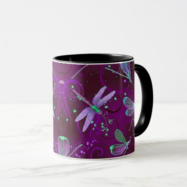Dragonflies Purple Dreams 11oz Combo Mug (Front Right)