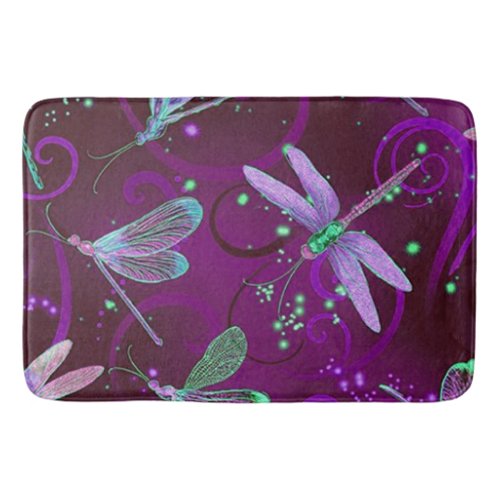 Dragonflies Purple Large Bath Mat