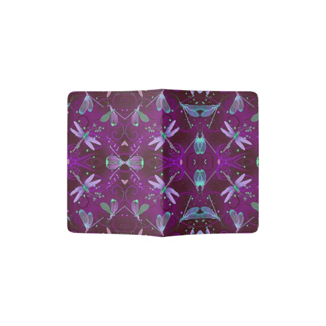 Dragonflies Purple Passport Holder (Opened)