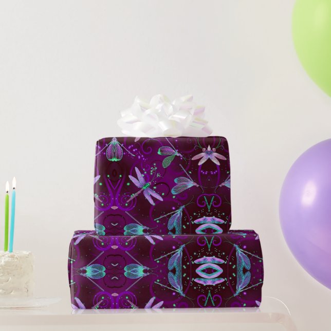 Dragonflies Purple Wrapping Paper (Party Gifts)