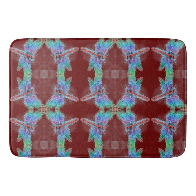  Dragonflies Red Abstract Customize Background  Bath Mat (Front)