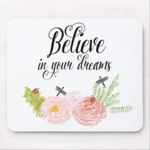 Dragonflies Roses Watercolor Garden Mouse Pad