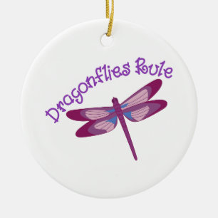 Dragonflies Rule Ceramic Ornament