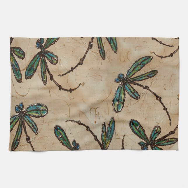 Dragonflies Rustic Cream Towel (Horizontal)