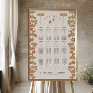 Dragonflies Seating Chart Wedding Art Nouveau Foam Board