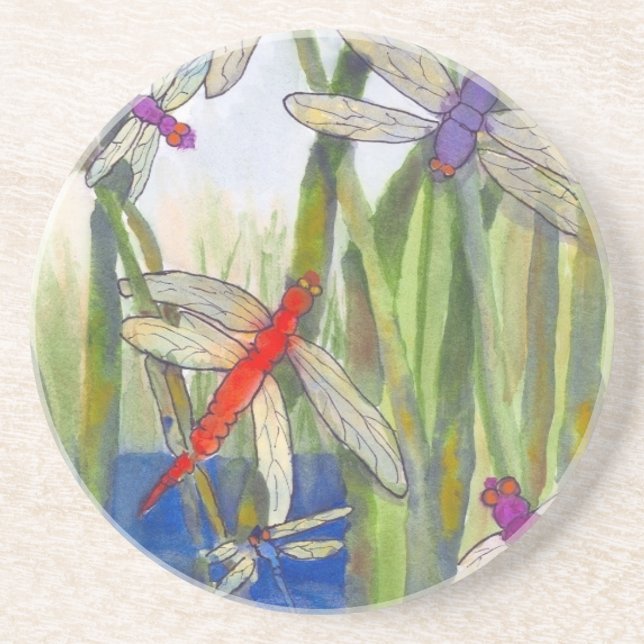 Dragonflies Summer Drink Coaster (Front)