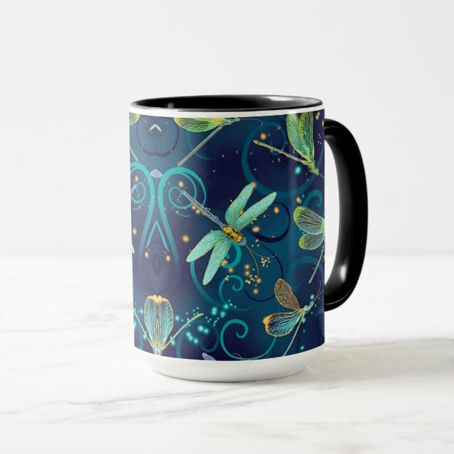 Dragonflies Teal 15oz Combo Mug (Front Right)