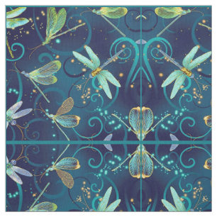 Dragonflies Teal Fabric