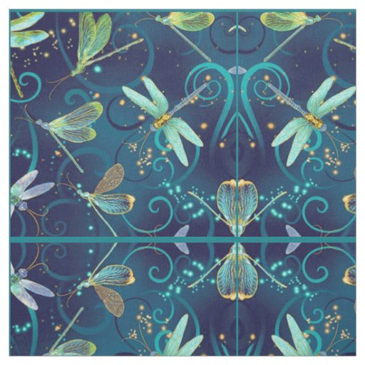 Dragonflies Teal Fabric