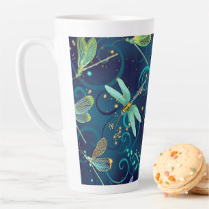Dragonflies Teal Latte Mug