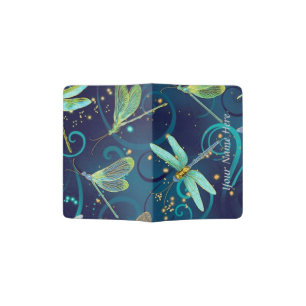Dragonflies Teal Personalized Passport Holder
