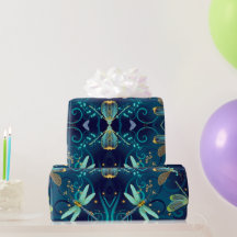 Dragonflies Teal Wrapping Paper