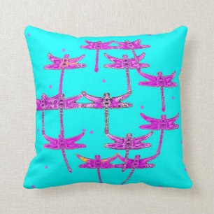 Dragonflies Turquoise Throw Pillow by Sharles