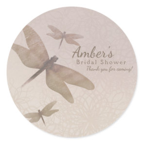 Dragonflies Vintage Dragonfly Chic Elegant Favor Classic Round Sticker