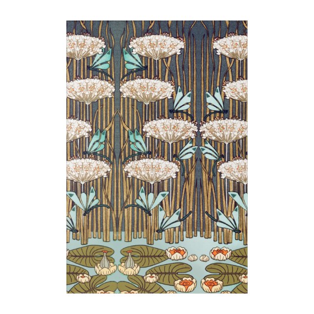 Dragonflies Water Lilies Marsh Art Nouveau (Front)