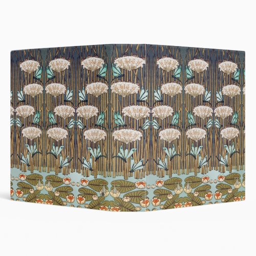 Dragonflies Water Lilies Marsh Art Nouveau 3 Ring Binder