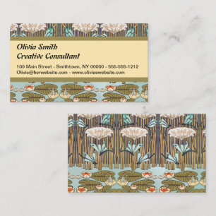 Dragonflies Water Lilies Marsh Art Nouveau Business Card
