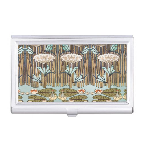 Dragonflies Water Lilies Marsh Art Nouveau Business Card Case