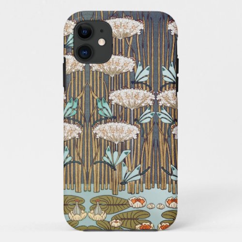 Dragonflies Water Lilies Marsh Art Nouveau iPhone 11 Case
